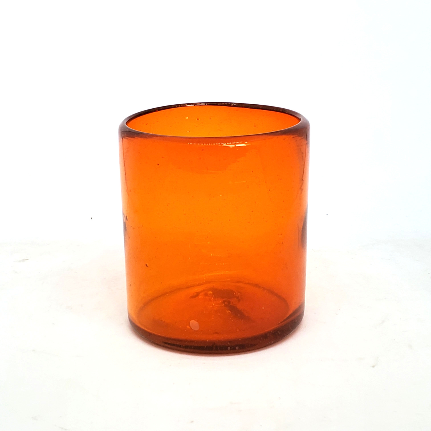 Vasos de Vidrio Soplado / Vasos chicos 9 oz color Naranja Sólido (set de 6) / Éstos artesanales vasos le darán un toque colorido a su bebida favorita.